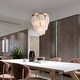 preview thumbnail 3 of 7, Mid-Century Modern Gold 4-Light Empire Chandelier Glass Pendant Lights for Dining Room - 15" D x 18" H