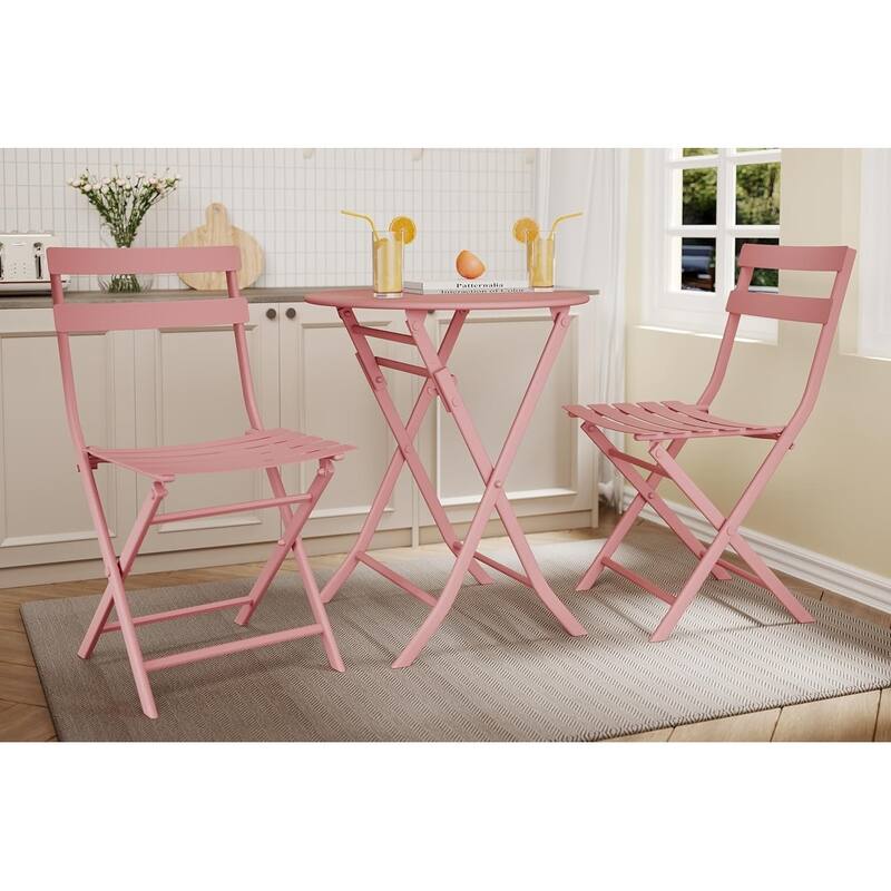 3-Piece Patio Bistro Set Folding Bistro Table and 2 Chairs