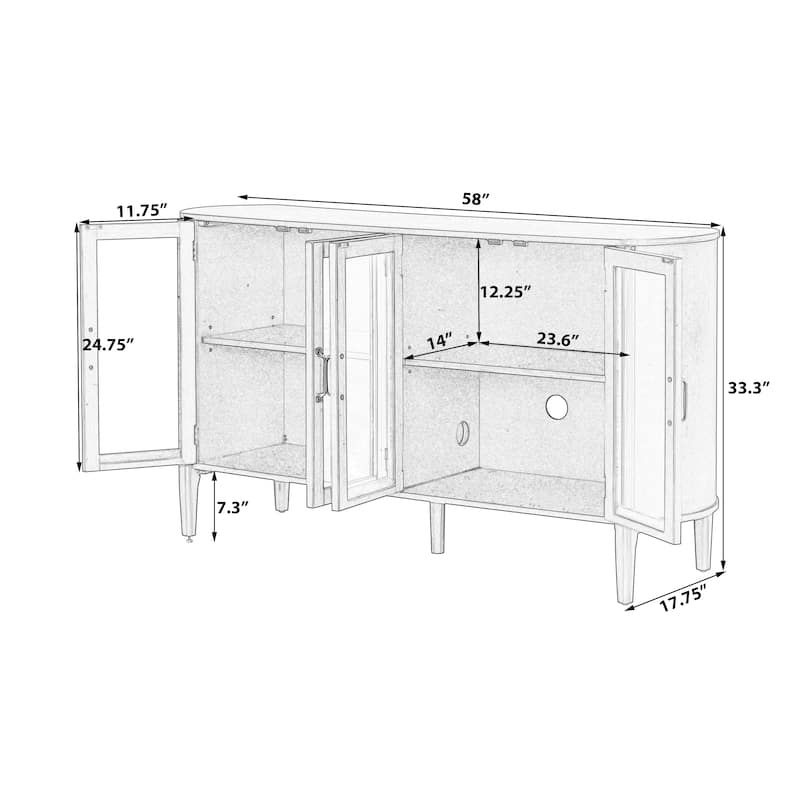 Christopher Knight Home - Ellis Storage Cabinet for Living and Dining Room Entrance, Large Size with 4 Doors