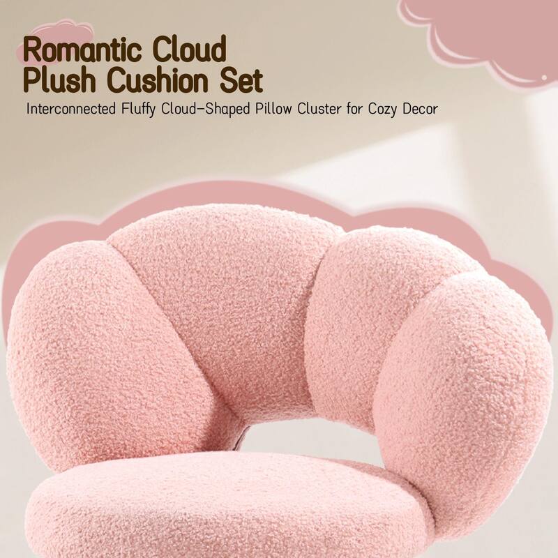 BOSSIN Cloud-Shaped Vanity Chair - Adjustable Swivel Desk Chair with Casters, Office chair for Bedroom, Office & Living Room