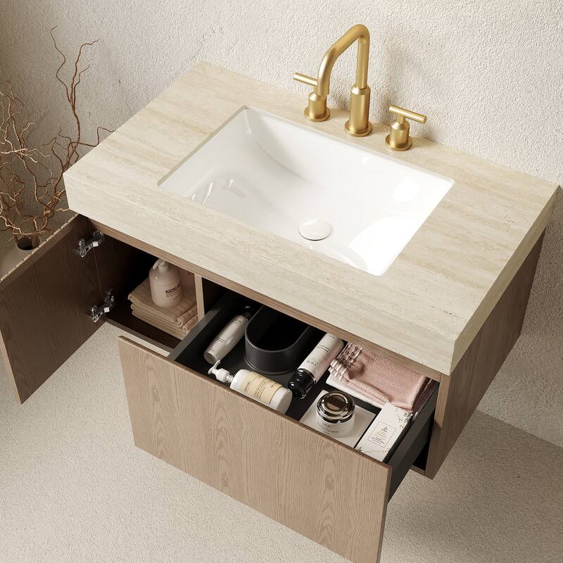 Mondern Floating Bathroom Vanity with 3 Pre-drilled Faucet Holes