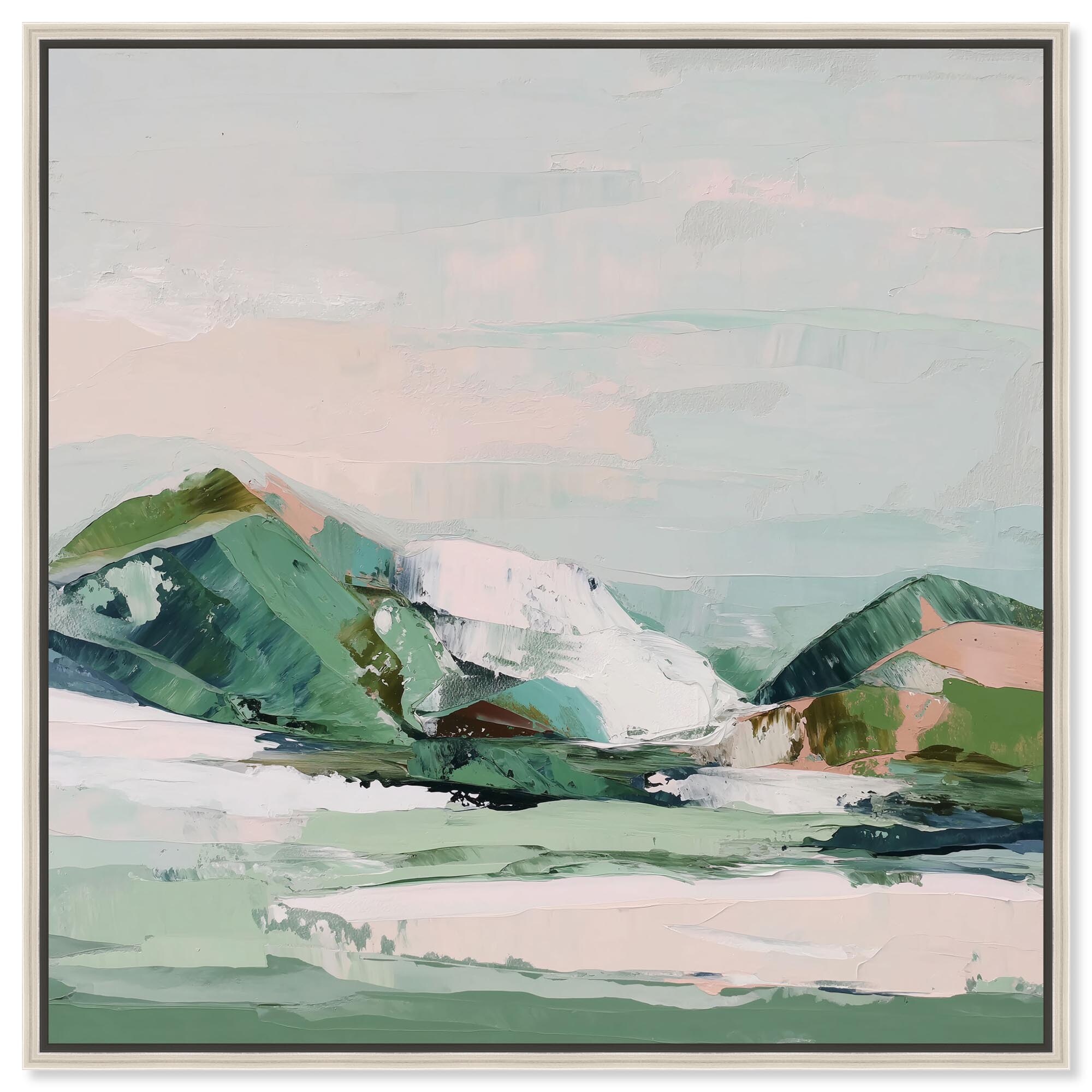 Memory of a Mountain II Green Decor Framed Canvas Print by Art Remedy