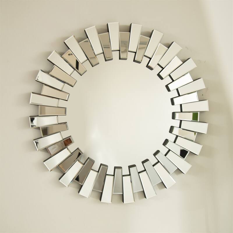 32" Irregular Circle Wall Mirror - Silver