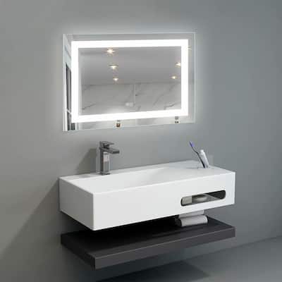 Backlit LED Illuminated Bathroom Anti-Fog Wall Mounted Mirror With Light And Dimmer