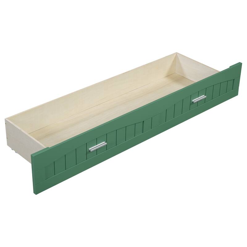 Queen Size Murphy Bed with Built-In Charging Station and Large Storage Drawer, Space-Saving Design, Pine Wood Frame