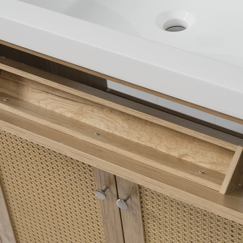 Christopher Knight Home - Bellmere 60" Modern Double Sink Bathroom Vanity with SMC Sink, Soft-Close Storage, and Solid Wood Legs