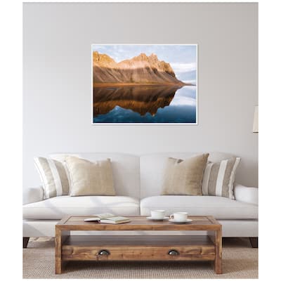 Kate and Laurel Sylvie Mountain Reflection in Iceland during Sunset Framed Canvas by Michael Schauer