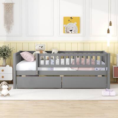 Twin Size Daybed Wood Bed with Two Drawers