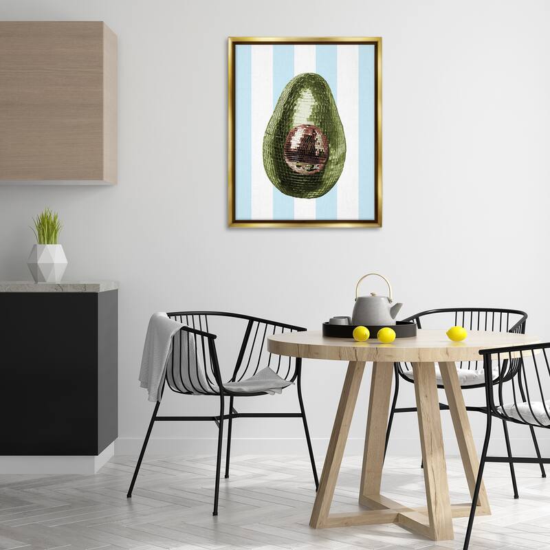 Stupell Disco Avocado on Blue Framed Floater Canvas Wall Art Design By Lil' Rue