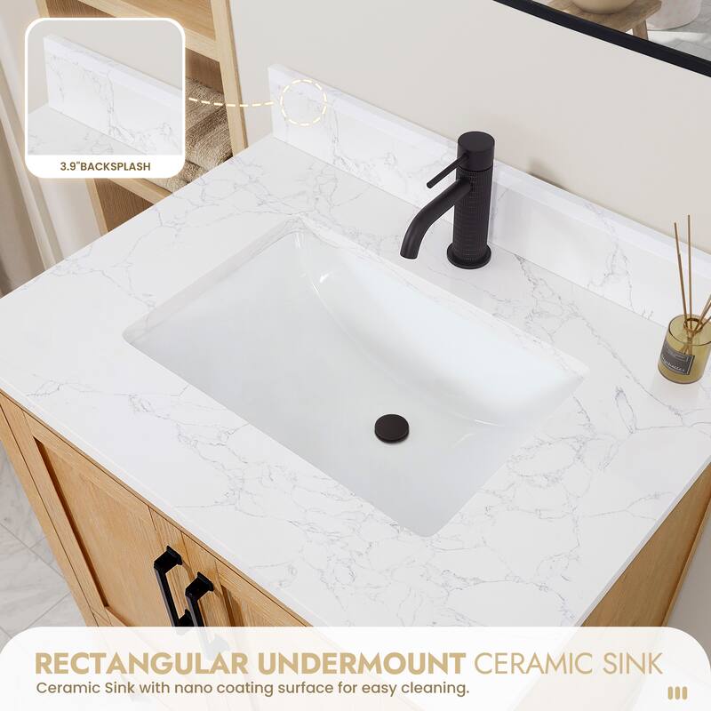 Shannon Bath Vanity with Composite Stone Countertop and Mirror