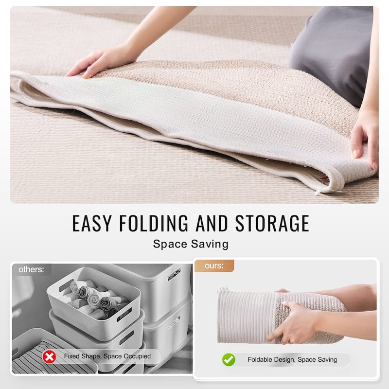 87L Woven Cotton Rope Basket for Blanket Storage with Handles - 22 x 22 x 14 in