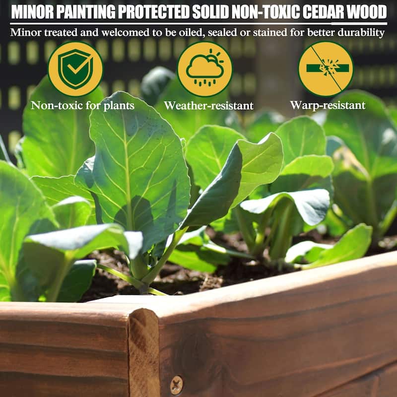 VEIKOUS Wooden Raised Garden Bed for Vegetables Oversized Deep Planter Box with Liner