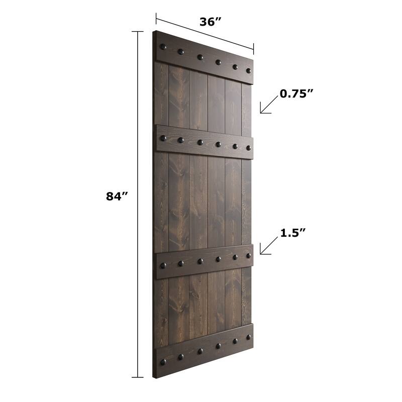 Coast Sequoia 24in./30in./36in. x 84in. Castle Series Pine Wood Sliding Barn Door With Hardware Kit