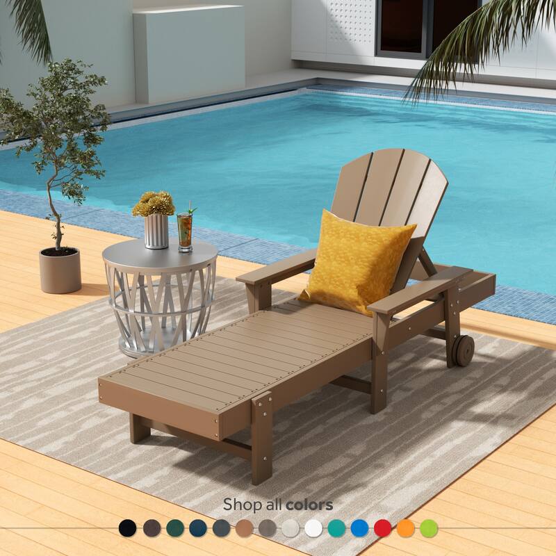 Polytrends Laguna Hdpe All Weather Outdoor Patio Pool Reclining Chaise Lounge With Arms And Wheels