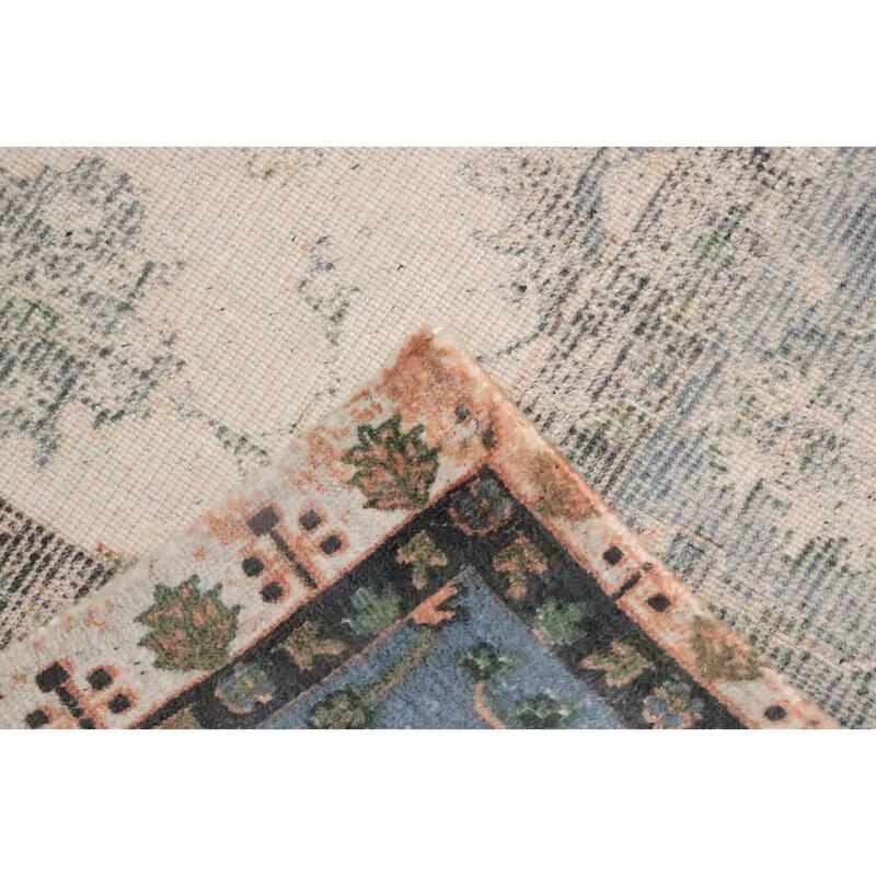 Hand Knotted Oriental Viscose Silk Carpet Transitional All-Over Beige & Ivories Oushak Area Rug - 7' 10'' X 5' 0''