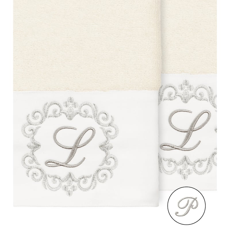 Authentic Hotel and Spa 100% Turkish Cotton Monica 2PC Embellished Washcloth Set