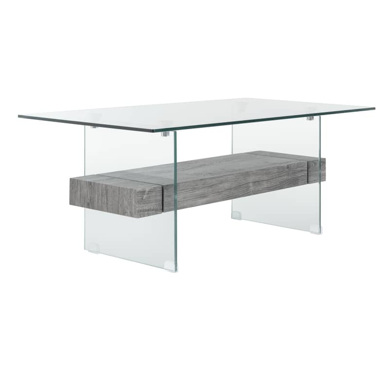 SAFAVIEH Kayley Modern Glass Coffee Table - 43.3" x 23.6" x 16.5"