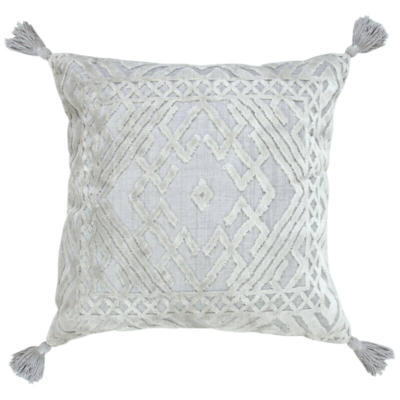 20" Silver Gray Textured Diamond Medallion Square Throw Pillow