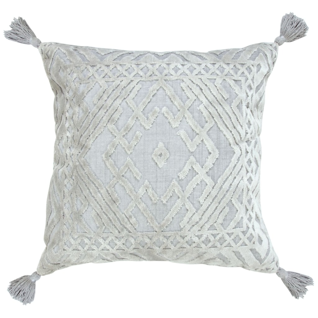 20" Silver Gray Textured Diamond Medallion Square Throw Pillow