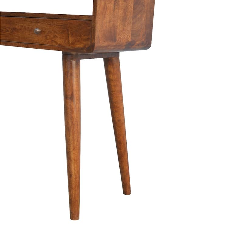 Mid-Century Modern Wood Curved Console Table With Strong Legs