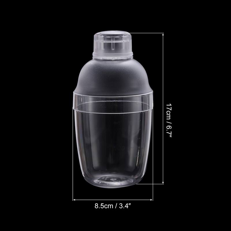 2pcs Cocktail Shaker Drink Mixer Hand Shaker Cup with Scales - Transparent - 12 Oz