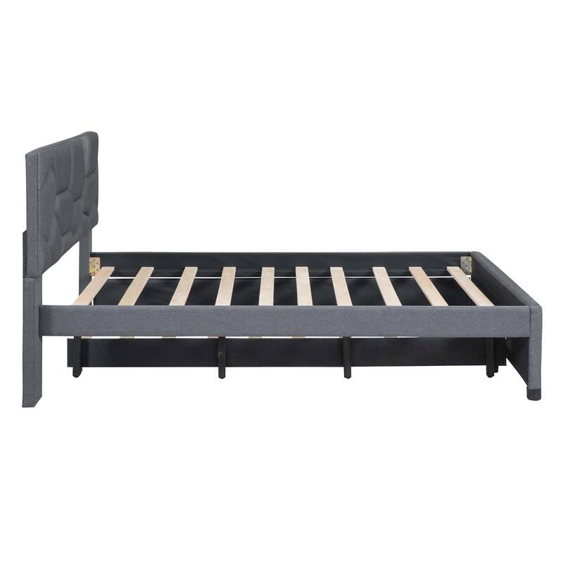 Brick Pattern Platform Bed with Trundle