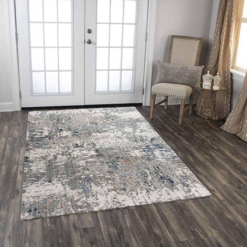 Alora Decor Antonela Transitional Gray/Blue Recycled Polyester Area Rug