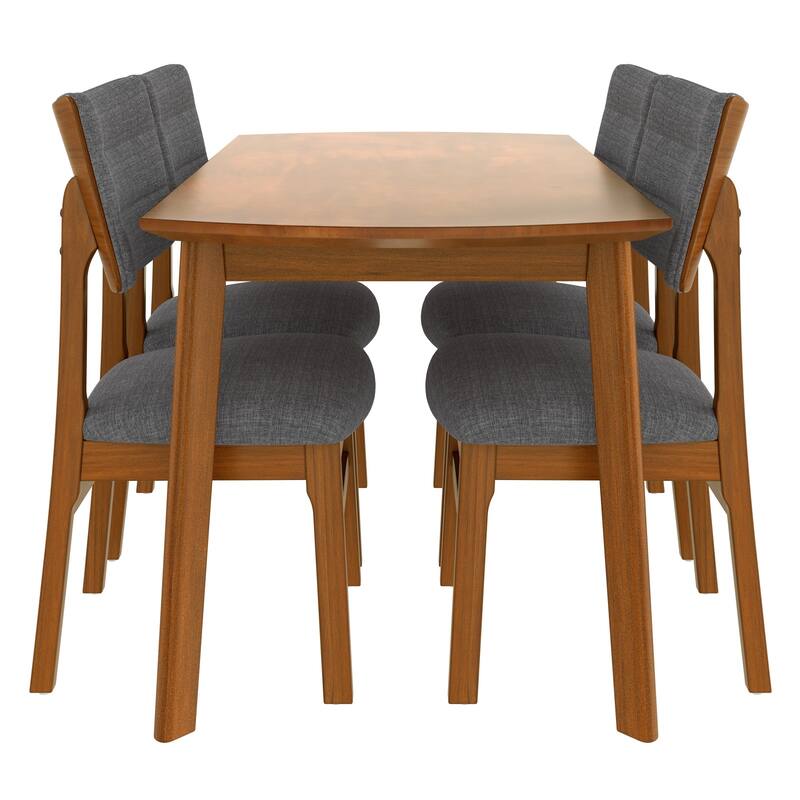5-Piece Mid-century Modern Dining Table Set with Dining Table and 4 Upholstered Chairs