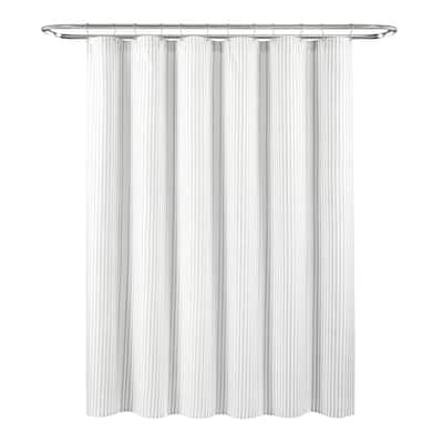 Lush Decor Farmhouse Drew Stripe Silver-Infused Antimicrobial Shower Curtain