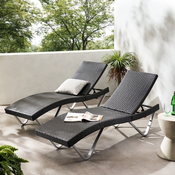 San Marco Outdoor Wicker Chaise Lounge Set of 2 by Christopher