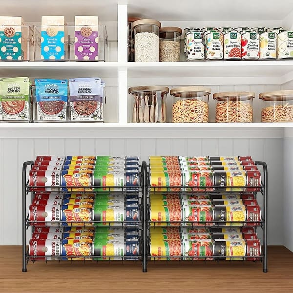Kitchen Details 3 Tier Can Organizer | Canned Food Storage Rack | Kitchen Cabinet And Pantry Organization | Holds 36 Cans | Space Saving | Onyx