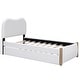 preview thumbnail 30 of 41, Upholstered Platform Bed with Twin Size Trundle Curved Wingback Bed