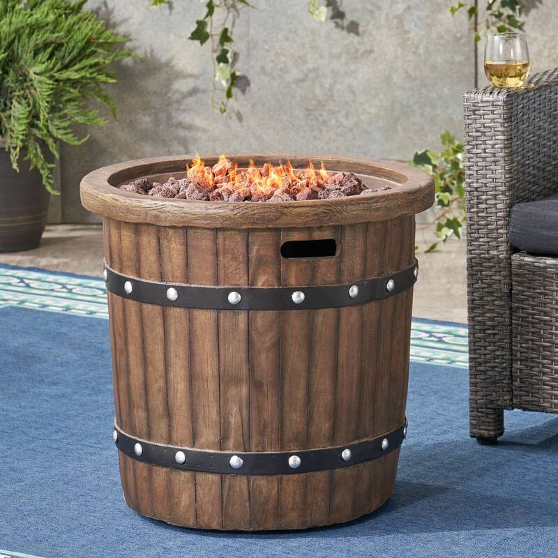 Garland Outdoor 25-Inch Light-Weight Concrete Round Propane Fire Pit by Christopher Knight Home - Brown