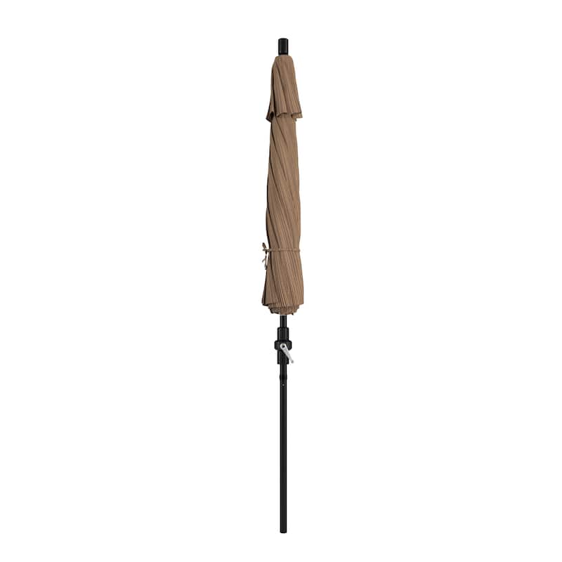 California Umbrella 9' Rd. Aluminum Market Umbrella, Deluxe Crank Lift with Collar Tilt, Bronze Frame Finish, Olefin Fabric