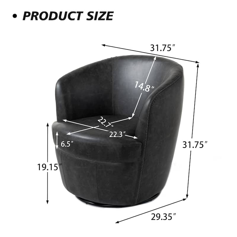 32" Wide PU Leather Swivel Barrel Chair with Metal Rotary Base (Set of 2)