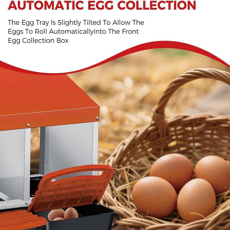 Roll-Away Nesting Boxes for Chickens Coop with Perch