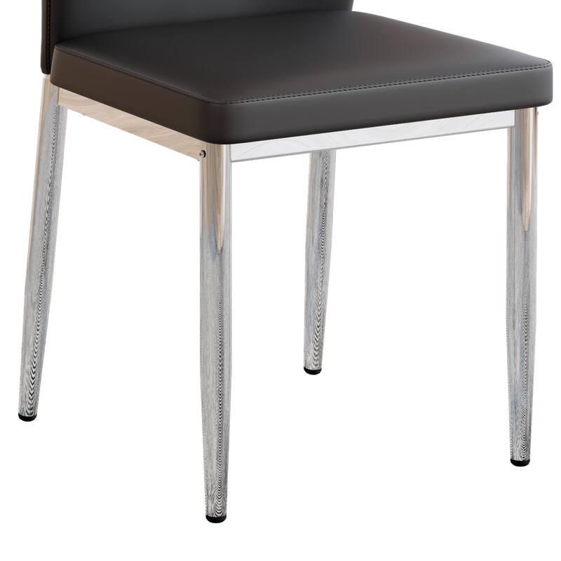 Faux Leather Dining Chairs Set, Modern Kitchen & Dining Room Chairs, Upholstered Faux Leather Side Chairs with Metal Legs