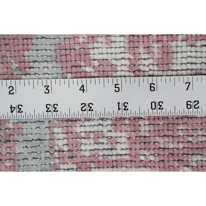 Hand Knotted Oriental Viscose Silk Carpet Modern Pictorial Pink Abstract Area Rug - 7' 2'' X 5' 3''