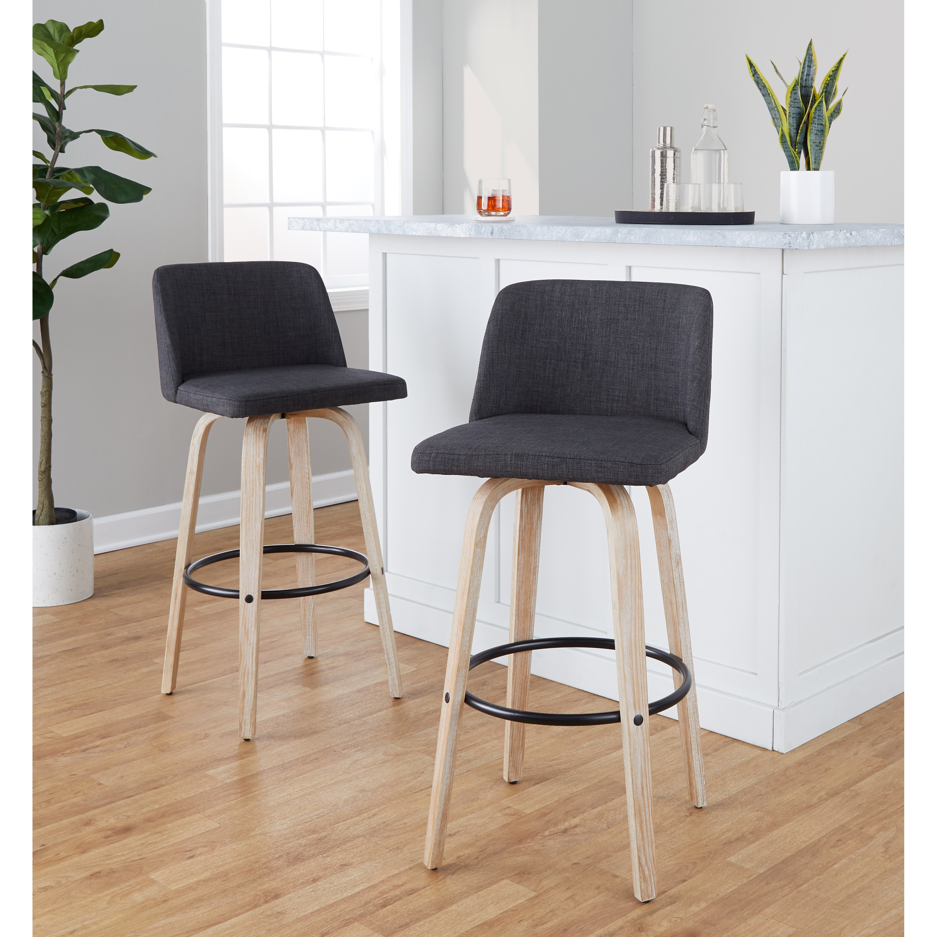 White washed discount wood bar stools