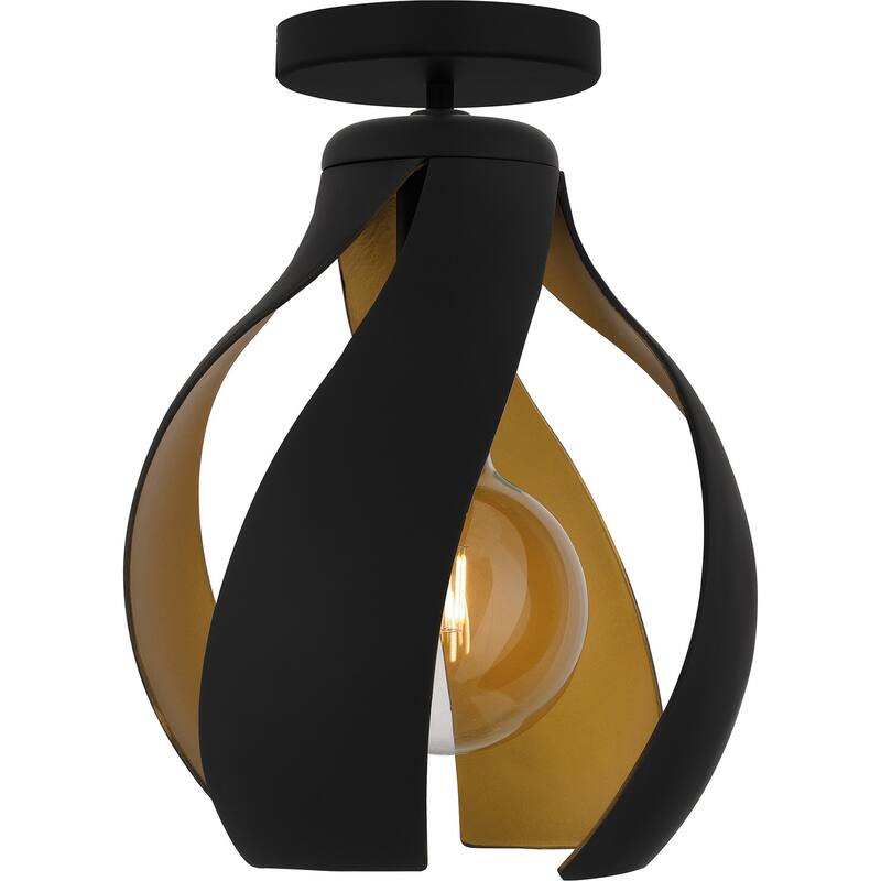 Matte Black One Light Semi Flush Mount from the Quoizel Semi-Flush Mount Collection