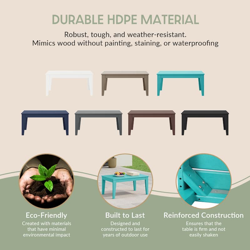 Polytrends Laguna 3-Piece Outdoor Patio Bench Set With Coffee Table