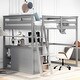 preview thumbnail 6 of 34, Full Size Loft Bed with Desk and Shelves, 2 Built-in Drawers, Gray