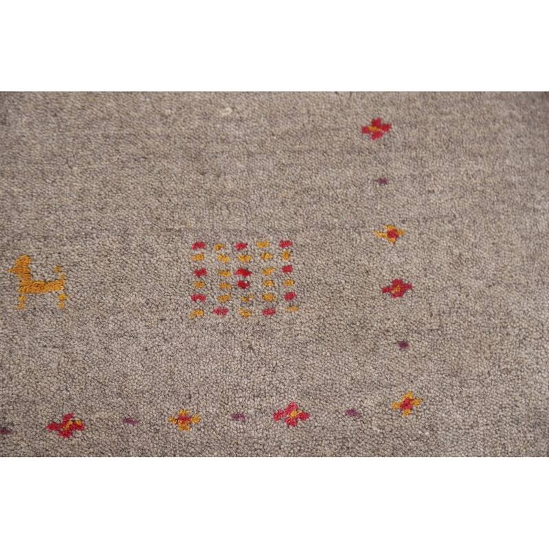 Tribal Gabbeh Beige Runner Rug Handmade Wool Carpet - 2'10"x 9'8"