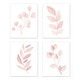 preview thumbnail 1 of 4, Blush Pink and White Floral Leaf Wall Decor Art Prints Set of 4 Boho Chic Bohemian Watercolor Botanical Woodland Single Flower