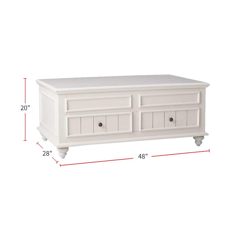 Wooden Coffee Table with Lift Top in White Washed