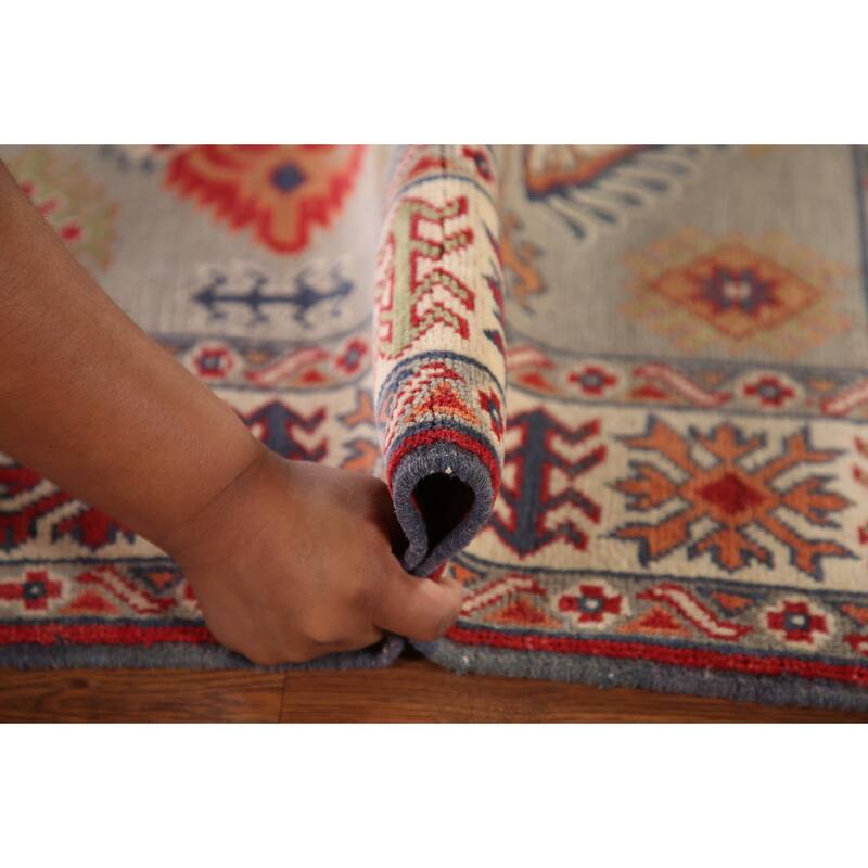 Beige Kazak Oriental Accent Rug Handmade Wool Carpet - 3'5"x 4'5"