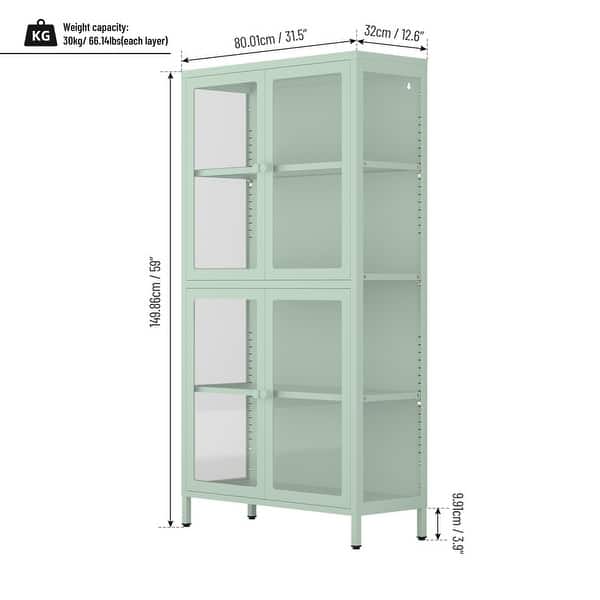 Modern 4 Glass Door Display Storage Cabinet with Adjustable Shelves ...