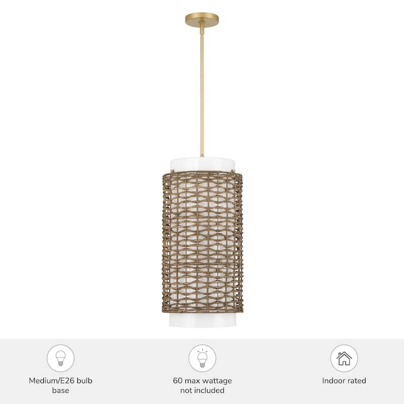 Hunter Laila Luxe Gold with Cased White Glass 1 Light Pendant Ceiling Light Fixture