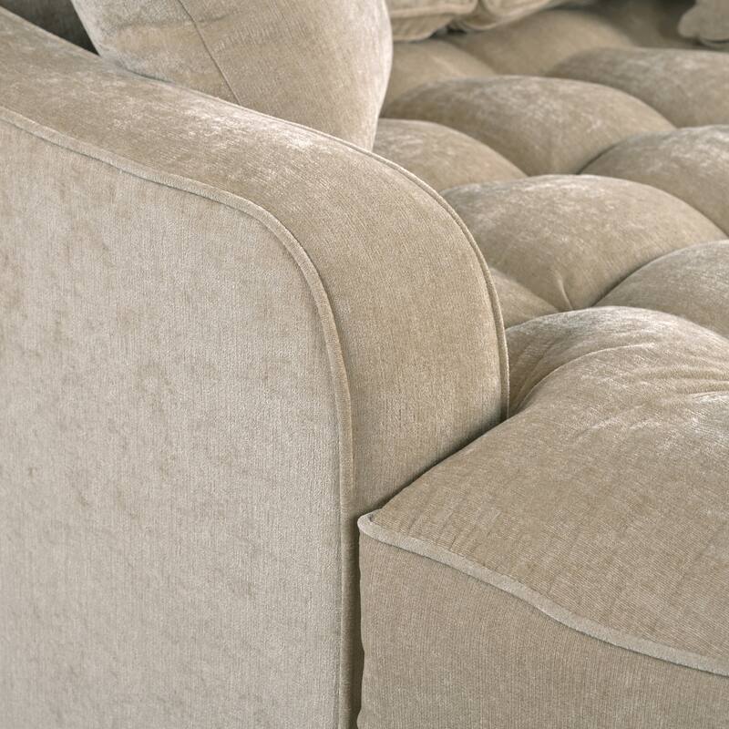 Christopher Knight Home - Modern Upholstered Chenille Fabric Sofa Bed with Tufted Seat and Detachable Pillows