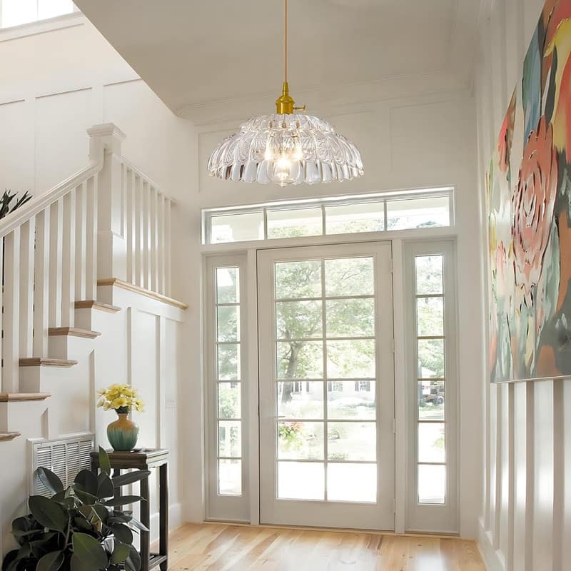 11.8” Hanging lights gold light fixture glass lamp vintage